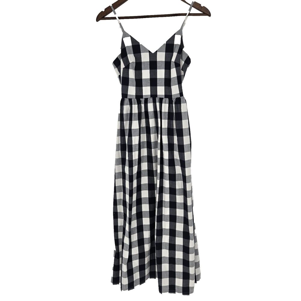 J Crew Gingham Sweet Heart Neck Midi Dress